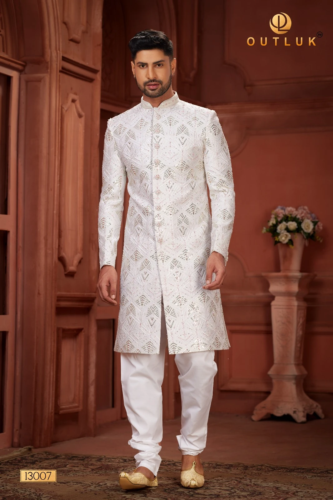 Outluk Wedding Sherwani Vol 13 Pure Silk Wholesale Handwork Sherwani Collection Catalog — Singles, MPA wholesale from Surat - Gallery Image 7